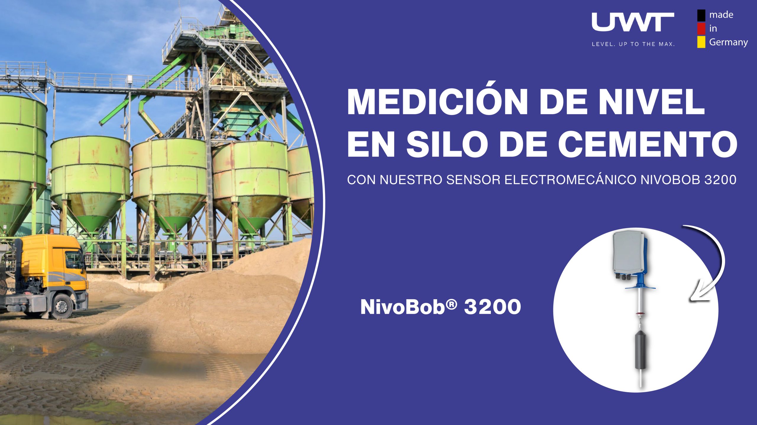 Lee más sobre el artículo Medición de nivel en silos de cemento | Sensor UWT NB 3200